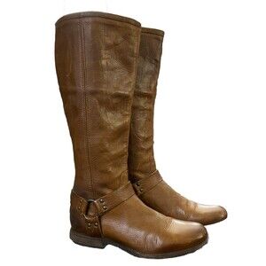 Frye Riding Boots Women Sz 9B Phillip Harness Brown Cognac Leather Equestrian